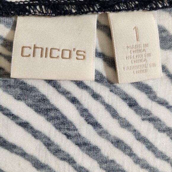 Chico's Women's Size 1/8-10 Black & White Zebra Stripe Long Sleeve Layered Top - Picture 14 of 15